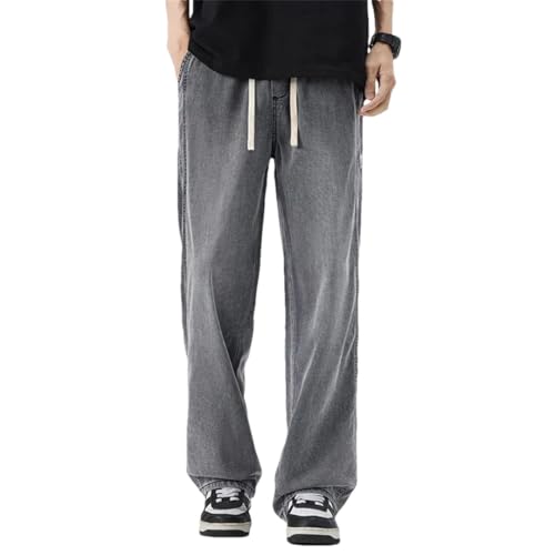 Men's Elastic Jean Loose Fit Straight Leg Comfortable Casual Cowboy Pants Cargo Pants