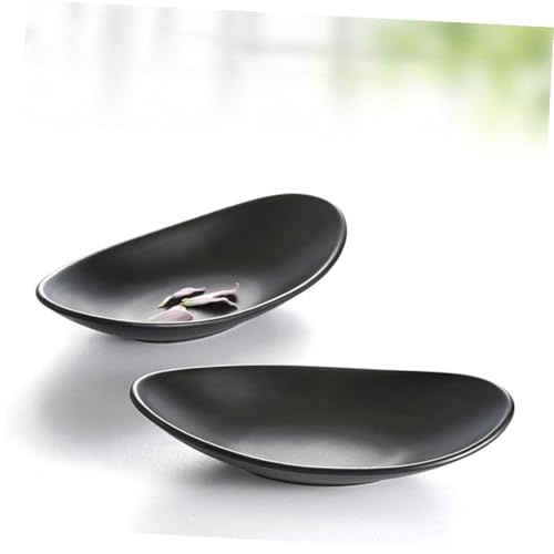 Plato de melamina negro set 2 piezas para sushi miniatura 7