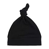 JANGANNSA Black Cotton Newborn Knot Hat Infant Baby Beanie Hats for Boys Girls Newborn Hospital Cap Spring Summer Autumn(Black, S)
