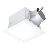 Delta Breez Signature Exhaust Fan Edge-Lit LED Light Energy Efficient Quiet Operation Motor with Adjustable Color Temperature, 80/110 CFM, White
