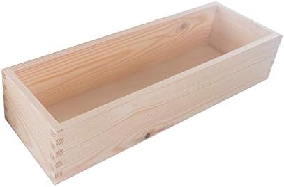 Rectangular Wooden Open Display Presentation Box | 30 x 20 x 10 cm | Non-lidded Container Office Desktop Organiser for Storage | Unpainted & Unfinished Plain Decorative Pine