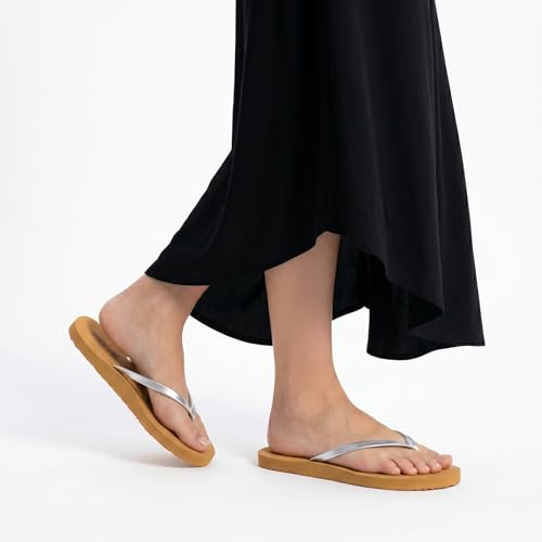 Image of Womens Slim Leather Comfortable Flip Flops Summer Beach Thong Sandals Arch Support Non Slip