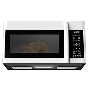 BLACK+DECKER Over the Range Microwave Oven with Vent and One-Touch Auto Cooking, 1.7 cu. ft. OTR Over Stove Microwave, White, 1000 Watts, EM044K6CF-WH