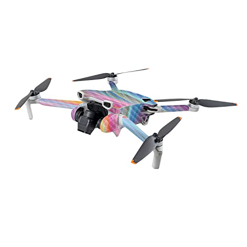 Image of MightySkins Carbon Fiber Skin Compatible with DJI Mini 3 - Rainbow Waves | Protective, Durable Textured Carbon Fiber Finish | Easy to Apply | Made in The USA
