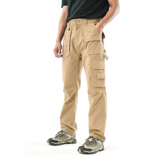 Men's Cargo Pants for Work Relaxed Fit Outdoor Multi-Pocket Work Utility Tactical Hiking Travel Casual Pants