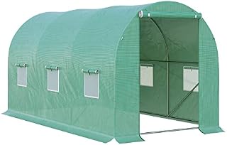 Outsunny 4L x 2W x 2H M Greenhouse Walk-in Polytunnel Outdoor Garden Flower Vegetable Planter Galvanised Steel Frame w/ Zipped Door