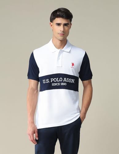 Image of U.S. POLO ASSN. Solid Slim Fit Polo T Shirts for Men - 100% Cotton, Half Sleeves Mens Tshirt