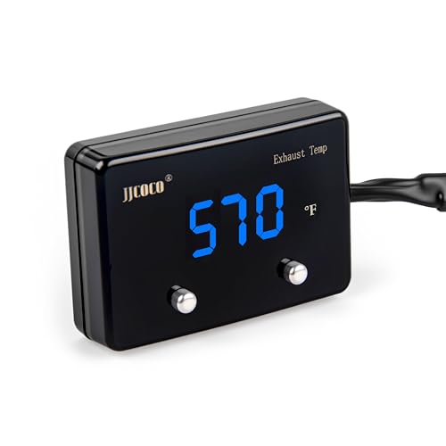 JJCOCO Exhaust Gas Temperature EGT Gauge 1832 Pyrometer Kit - LED Digital Display with EGT Sensor for Diesel Car Motorcycle ATV
