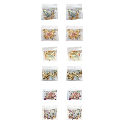 Eawfgtuw Lot de 24 autocollants muraux élégants en forme de papillon 3D avec bordure dorée, décalcomanies décoratives amovibles en PVC pour mariages, fêtes et décoration d'intérieur (PY3026-YJ)