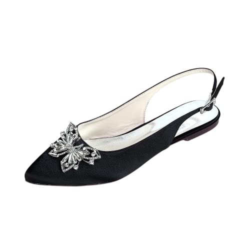 Chaussures plates à strass pour femme ballerines pointues slingback noires SHUTUP.DANCE taille 38