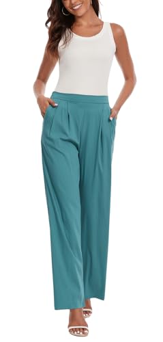 Women's Summer Pull on Soft Pants Back Elastic Waist Ankle Length Slacks2