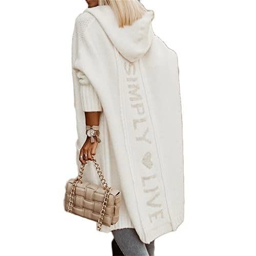 Godoboo Damen Strickjacke Lang Cardigan Kapuzenpullover Grobstrickjacke Strickmantel mit Kapuze Cardigan Strickpullover Herbst Winter Jacke Sweater Outerwear