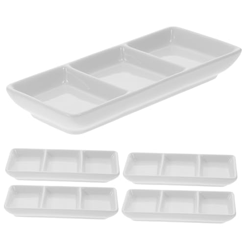 Toyvian 5 piezas Plato de para Salsa con Rejillas de Recipiente Pequeño para Dips y Condimentos Ligero y Portátil para Hogar Restaurantes y Eventos