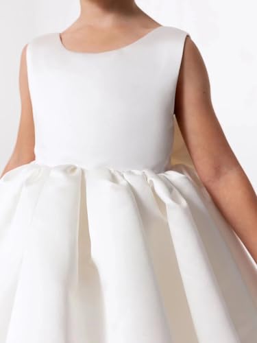 Satin Flower Girl Dress for Wedding Kids Sleeveless V-Back Long Princess Pageant Party Dresses Bowknot Prom Ball Gowns4