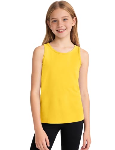 Image of Auranso Girls Tank Tops Cotton Sleeveless Undershirts Athletic Dance Tops