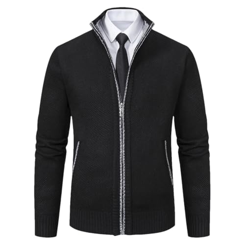 Men Cardigan Slim Fit Knitted Sweater Solid Long Sleeve Zipper Sweatercoat - Main Image