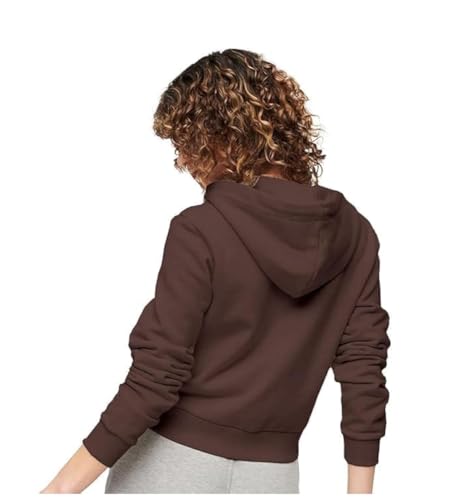 Image of Rabboni Women's Crop Fleece Hoodie Jacket | Full Sleeve Zip-Up Hooded Sweatshirt for Women & Girls | Soft Warm Casual Winter Wear Crop Hoodie