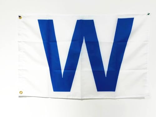 ANCONINE Chicago City Win Combo Flag 3x5FT and Chicago W Win Flags with 2 Brass Grommets Sturdy Double Stitched and Premium Polyester. (W 3x5)