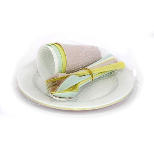 PARENCE.- Set de picnic de 20 piezas - platos, cubiertos, vasos - Set de 20 piezas de PVC camping reutilizable, versátil, completo