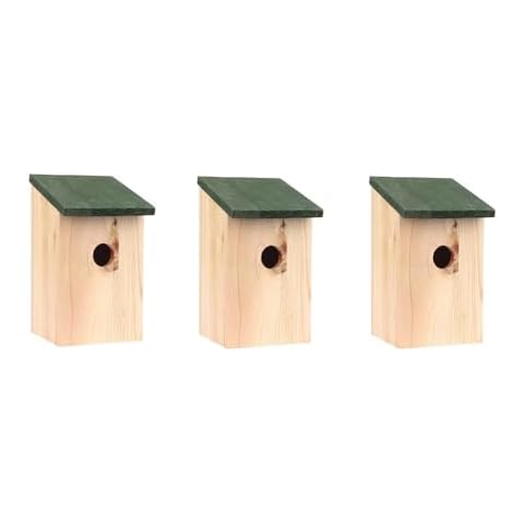 Wooden Bird Box with Green Roof Cover