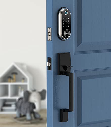 Roughshi Front Door Handle, Exterior/Interior Entry Lower Half Handleset Single Cylinder Lever, Century Trim For Left And Right Door Matte Black #TOP5