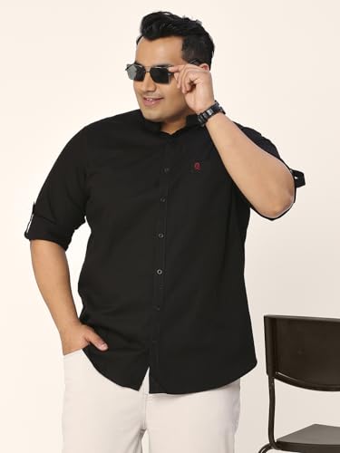 Image of Thomas Scott Mens | Full Sleeve | Solid Plain Color | Regular Fit | Plus Size | 100% Cotton | Mandarin Collar | Casual | Shirt