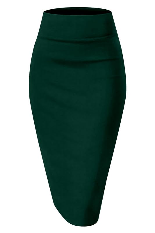 Image of TRENDMALLS Women's Knee Length Formal Pencil Skirt with Elastic Waist Band
