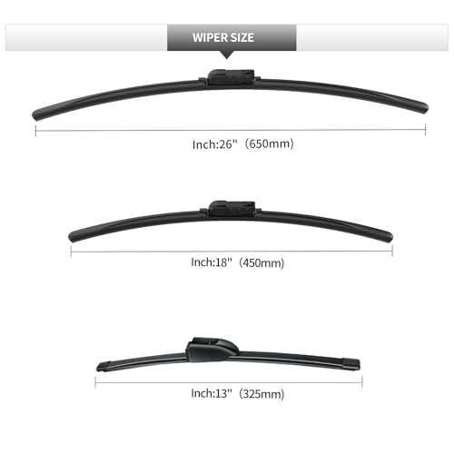 Image of Front and Rear Windshield Wipers for Alfa Romeo Stelvio for Car Window | Quiet and Streak-Free Front and Back Wiper Blades Assembly All-Season OEM Automotive Replacement Accessories