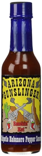 Arizona Gunslinger Chipotle Habanero Pepper Sauce – Smoky Hot Sauce Bottle, No Calorie Marinade & Salsa for Tacos, BBQ, Grilled Meats & Dips, Real Habanero Peppers and Bold Chipotle Flavor - 5 Fl Oz (Pack of 1)