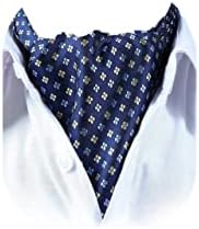 SetSense Men's Floral Jacquard Woven Self Cravat Tie Ascot One Size Navy Blue / Yellow