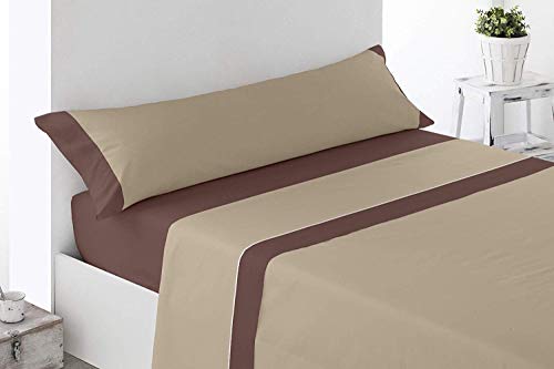 Tiendadeleggings Juego Sábanas Completo Lisas - Bicolor - Verano (135_x_200_cm, Super Beige)