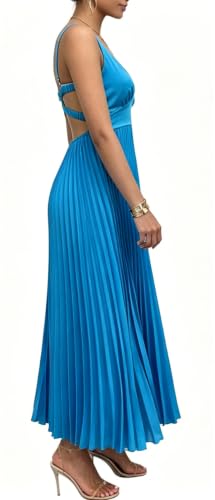 Image of Recious Womens Sexy Sleeveless Deep V Neck Satin Pleated Ruffles Bodycon Party Clubwear Dress