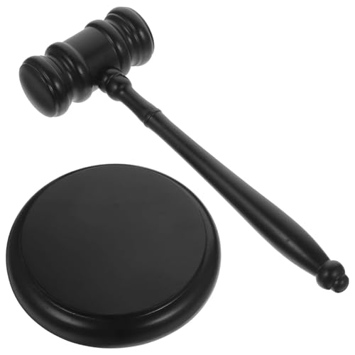 Martillo de juez de madera de haya con base circular para subastas y abogados 2