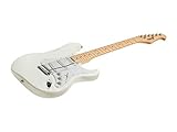 Monoprice Cali Classic Electric Guitar - White, 6 Strings, Double-Cutaway Solid Body, Right Handed, SSS Pickups, Full-Range Tone, With Gig Bag, Perfect for Beginners - Indio Series
