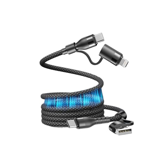 Image of Verilux 4-in-1 Magnetic USB to Type C Cable for iPhone 17 /16 /15 /14, PD 100W Type C Cable Fast Charging & 480Mbps Data Transfer with USB A & C to Lighting & C for Home, Car, Travel, Office