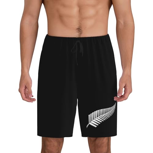 New Zealand Maori Fern Pajama Shorts for Men, Men's Pajama Bottoms, Sleepwear for Summer