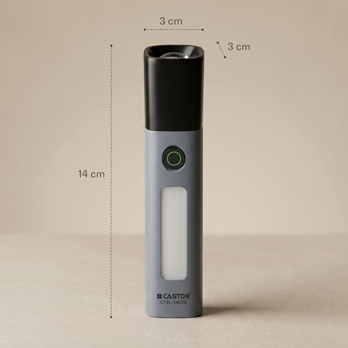 Image of IBELL Castor EL5403SL Rechargeable Torch, Emergency Light, | 4 Light Modes, Type-C Charging, Zoom Function, Bright LED Illumination | Portable Indoor & Outdoor Mini Flashlight (Grey)