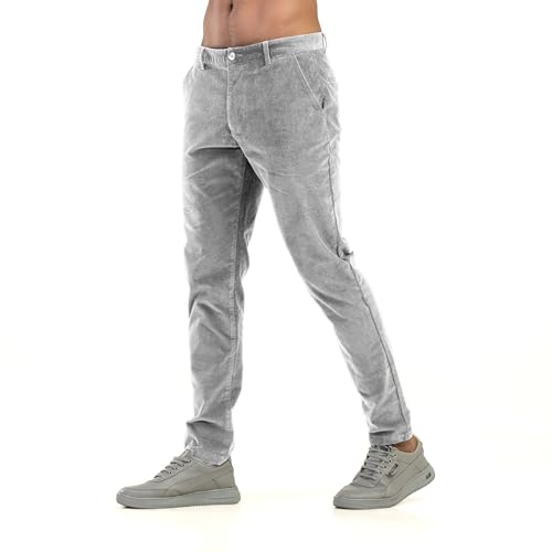 Image of BELANO Men Slim Fit Corduroy Cotton Stretch Chinos