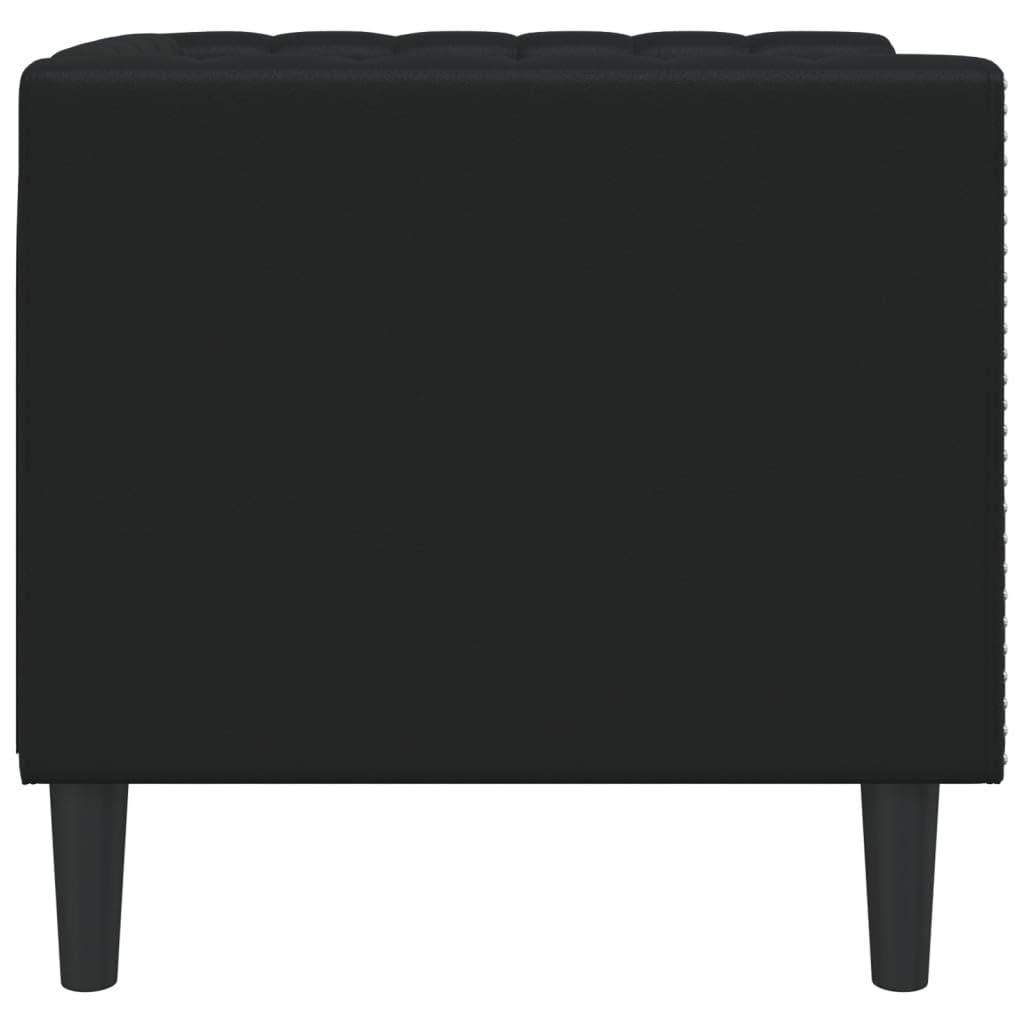 Silla Chesterfield de piel sintética negra con asiento acolchado y respaldo para salón y oficina