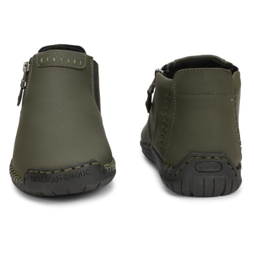 Image of Kraasa Men's Stylish Trendy Sneakers | High Tops Synthetic Side Zipper Casual Shoes | Ultra Soft Cushioned Insole | Airmix Sole Footwear