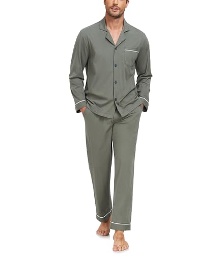 Ensemble pyjama homme coton vêtement de nuit anti irritation doux pour peau sensible à boutons