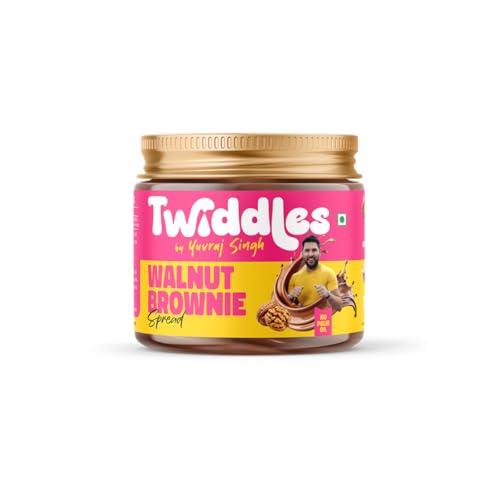 Image of Twiddles by Yuvraj Singh Walnut Brownie Chocolate Spread, 100 G (Crunchy) - Made with 50% California Walnuts, Almonds & Seeds |14 G Protein | Goodness of Millets | 70% Less Sugar | No Palm Oil