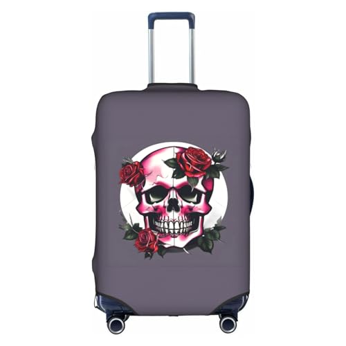 Housse de valise universelle élastique et étanche à la poussière motif tête de mort rose taille M