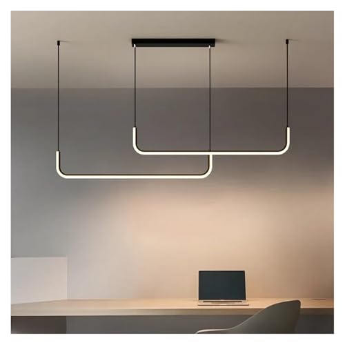 Lustre LED long lampe suspendue restaurant et cuisine au design nordique noir