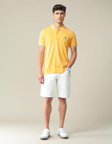 Image of U.S. POLO ASSN. Solid Slim Fit Polo T Shirts for Men - 100% Cotton, Half Sleeves Mens Tshirt