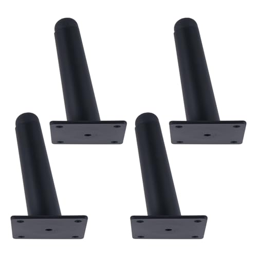 Genérico Pies para Muebles Patas de Mesa Cónicas de 10 cm 4 Piezas Soporte de Acero Inoxidable Negro Pintura En Aerosol Patas de Sofá Altura: 10-20 cm Patas de Gabinete de 10 cm / 4'