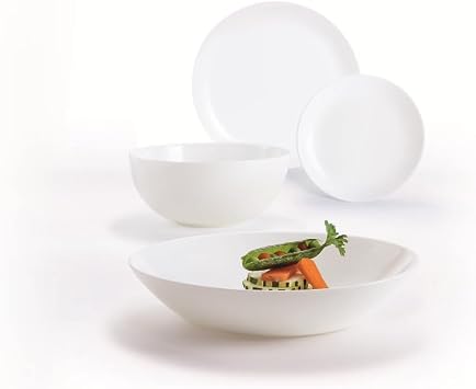 Luminarc Diwali White 19pc Dinnerware Set, Opal Glass, 6 Place Settings