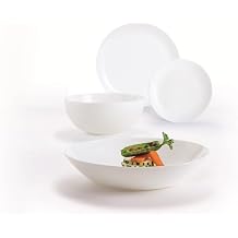 Luminarc Diwali White 19pc Dinnerware Set, Opal Glass, 6 Place Settings