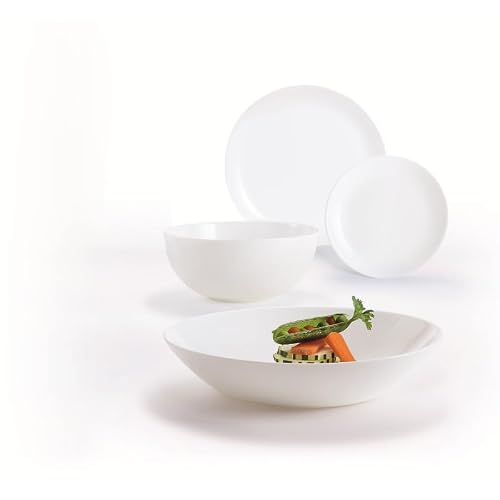 Image of Luminarc Diwali White 19pc Dinnerware Set, Opal Glass, 6 Place Settings