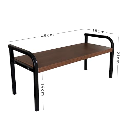 Image of ABJA Kitchen Stylish Counter Top Organizer, Rack Stand for Storage, Wooden Shelf, Spice Rack Organizer, Oil Stand, Tabletop Rack For Makeup, Office (1Tier,Rustic Brown)